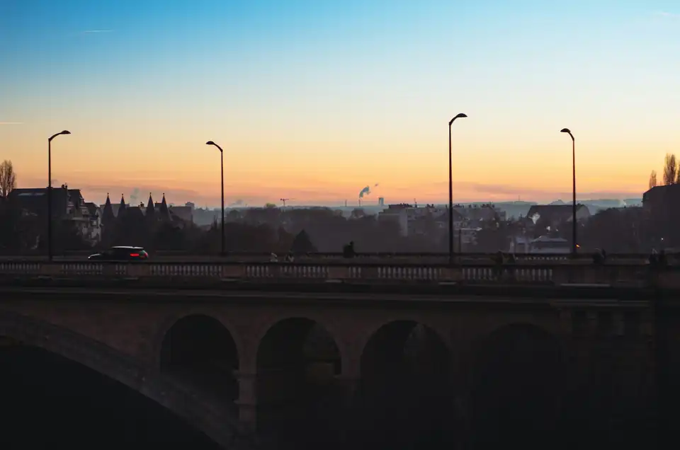 Adolphe Bridge silhouetted at dusk