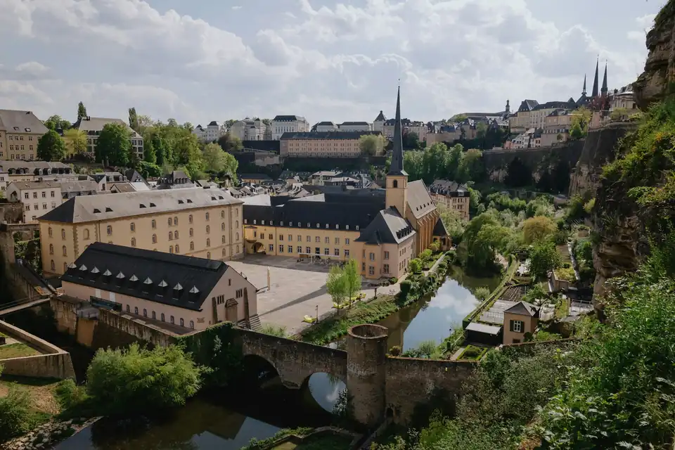 Neumünster Abbey, the Alzette and the old town walls