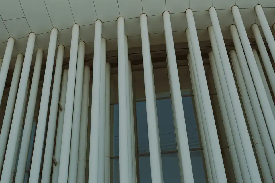 White columns of the Philharmonie Luxembourg