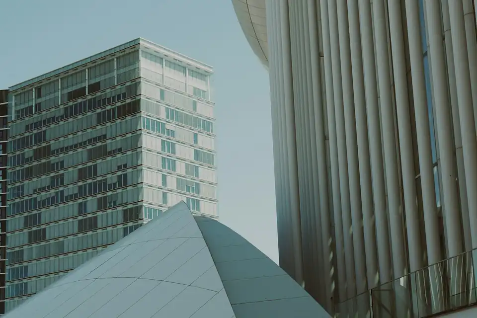 Glass tower beside the Philharmonie in Kirchberg