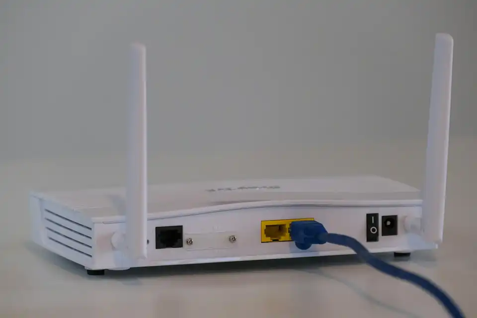 Internet router with cable plugged in