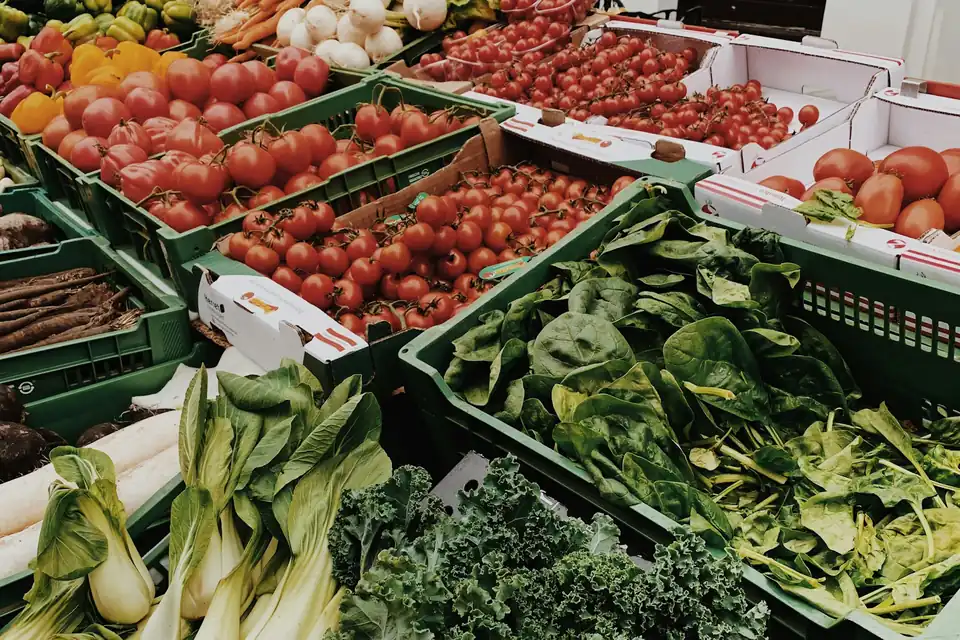 Fresh vegetables at a market stall
