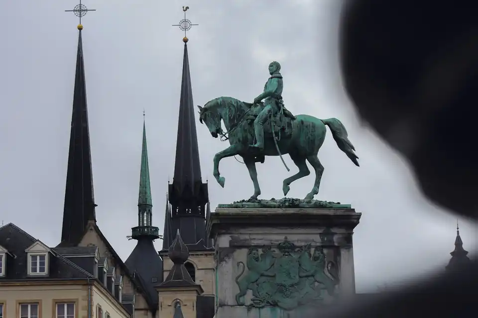 Statue of Grand Duke William II with the cathedral spires behind